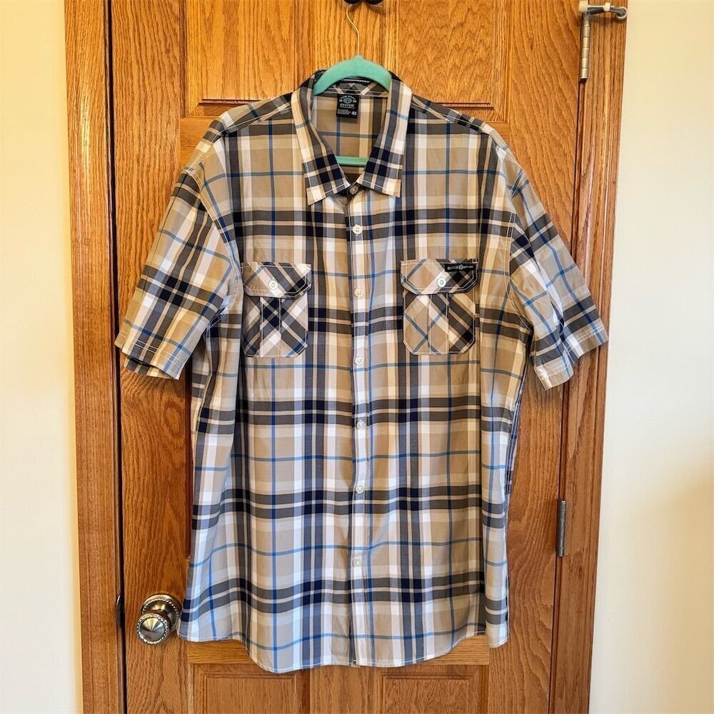 New York Enyce Men's 4X Plaid Short Sleeve Button-Up Shirt Multicolor